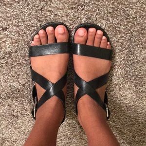 Strappy Black Flat Sandals